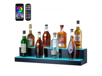 LED osvetlený bar s displejom pre fľaše alkoholu RF & App Control 30" 2-stupňová polica