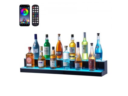 LED osvetlený bar s displejom pre fľaše alkoholu RF & App Control 40" 2-stupňová polica
