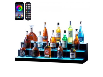LED osvetlený bar s displejom pre fľaše alkoholu RF & App Control 40" 3-stupňová polica