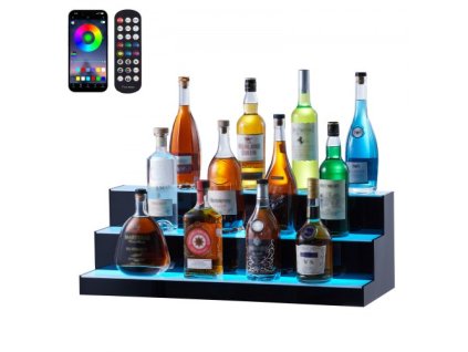 LED osvetlený bar s displejom pre fľaše alkoholu RF & App Control 30" 3-stupňová polica