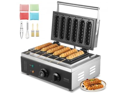 6PCS Komerčné Waffle Bar Maker Pečenie Waffle Maker Hot Dog Waffle Iron 1500W