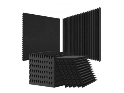 Akustické penové panely 50 Pack 12 x 12 x 2 palce pre steny a strop štúdia