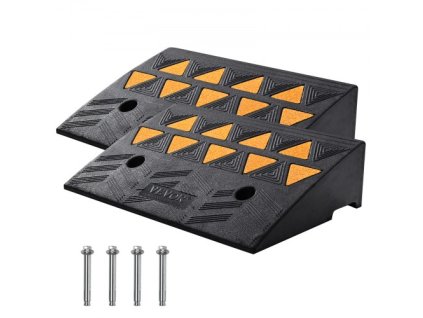 Gumová obrubníková rampa 2 Pack, 5" výška zdvihu Heavy Duty 33069 lbs/15 T Nosnosť prahových rámp, rampa so stabilnou mriežkovou konštrukciou pre autá, invalidné vozíky, bicykle, motocykle