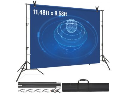 12 x 10 stôp Heavy Duty Backdrop Stand, výškovo nastaviteľný stojan na fotografické pozadie, systém podpory pozadia so 6 svorkami a taškou na prenášanie, na párty, svadby, výstavy, fotografovanie