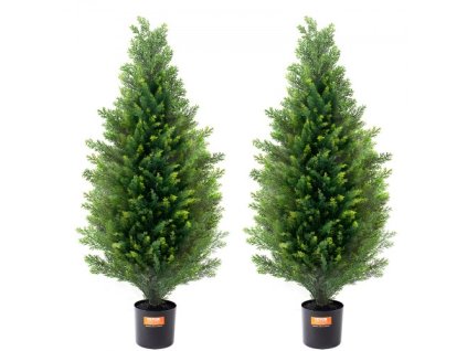 2 balenie 3' umelý céder Topiary Tree Umelá rastlina UV Decor Indoor/Outdoor