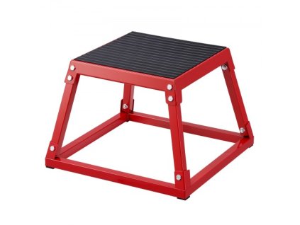 Plyometric Jump Box , 12 palcový Plyobox, oceľová plyometrická platforma a skákacia agility box, protišmykový fitness tréningový box pre tréning v domácej posilňovni, kondičný silový tréning, červená