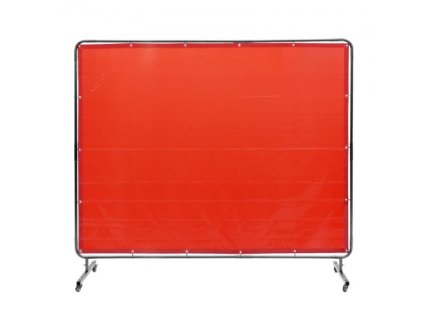 zváracia zástena s rámom, zváracia zástena 6' x 8', ohňovzdorná vinylová zváracia zástena na 4 otočných kolieskach (2 uzamykateľné), pohyblivá a profesionálna pre dielňu/priemysel, červená
