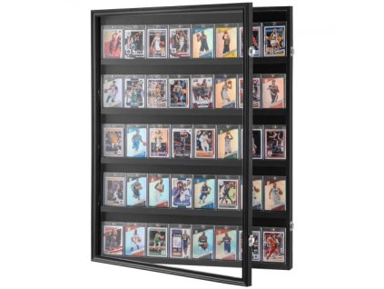 35 Graded Sports Card Case, 24,3 x 30,5 x 2,1 palca, Baseball Card Display Frame with 98% UV Protection Clear View PC Glass, Uzamykateľný nástenný futbal Basketball Collectible Card Case