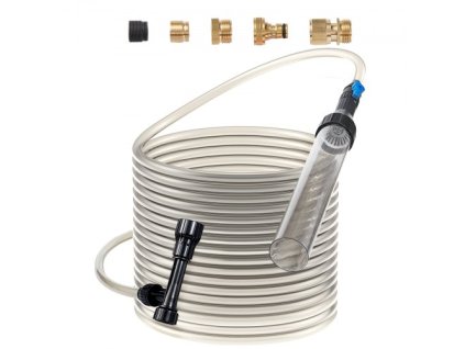 Akváriový vysávač štrku, 50ft PVC hadica Akváriový vysávač štrku, sifónový čistič akvária, 3 typy mosadzných adaptérov, na čistenie štrku a piesku v akváriách