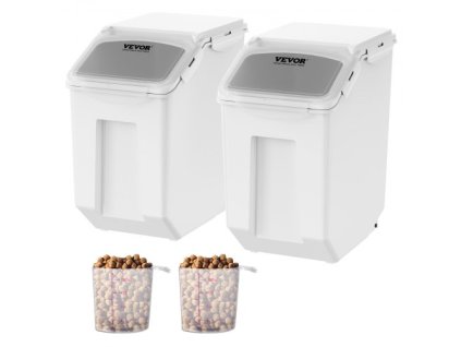 Zásobník na ingrediencie , 2 x 15 l zásobník s 2 odmerkami, pripevniteľnými kolieskami a vzduchotesným vekom, 2 ks/sada zásobník na krmivo pre psov, materiál PP Kuchynský zásobník zásobník na obilniny ryžovú múku