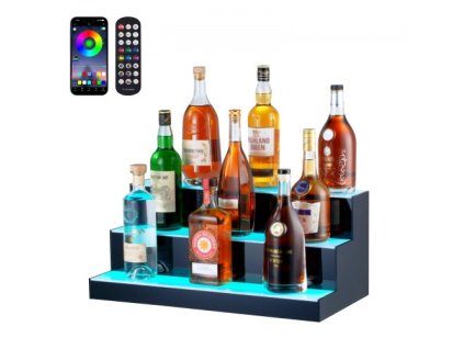 LED osvetlený bar s displejom pre fľaše alkoholu RF & App Control 24" 3-stupňová polica
