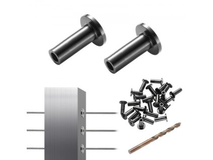 101 Pack T316 Ochranné puzdrá z nehrdzavejúcej ocele pre 3,2 mm oceľové laná, zábradlie pre domácich majstrov T316 Marine Grade, dodávané s bezplatným vrtákom, čierne