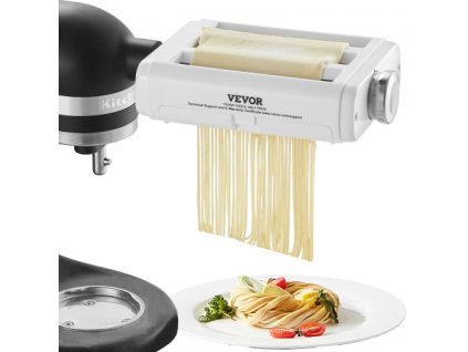 nástavec na cestoviny pre stojanový mixér KitchenAid, sada valčekov na cestoviny 3 v 1 z nehrdzavejúcej ocele vrátane valčeka na cestoviny, krájačov na špagety a fettuccine, výrobník cestovín s 8 gombíkmi s nastaviteľnou hrúbkou