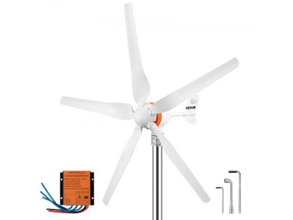 Veterný generátor , veterná turbína 12V/AC, veterný generátor 500W s MPPT regulátorom 5 lopatiek s automatickým nastavením smeru vetra Vhodné na terasy, morské plavidlá, karavany, chaty, lode