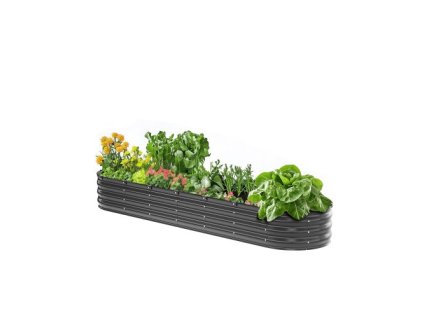 Kovová zvýšená záhradná posteľ 8x2x1 ft Vonkajší pozinkovaný kvetináč Tmavo šedá