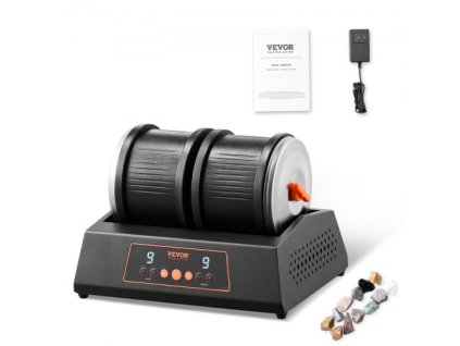 326804 rock tumbler machine 8 lb rock polishing kit 9rychlostni 9denni casovac se dvema sudy