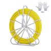 Fish Tape Fiberglass, 600 ft, 5/16 in, Pipe Rod Fish Tape Puller, káblový prút s oceľovým stojanom na cievku, 3 ťahacie hlavy, nástenné a elektrické rybárske náradie, nevodivé