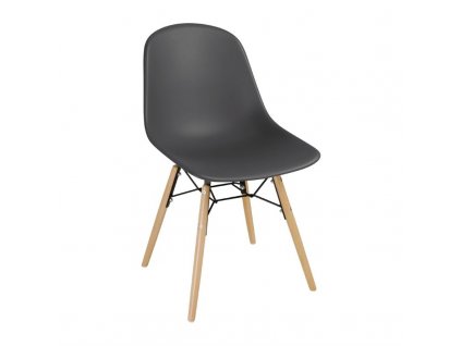 Bolero PP lisovaná židle v barvě dřevěného uhlí s vřetenovými nohami (sada 2ks)