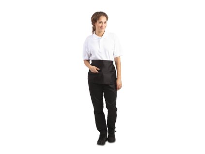 Biela unisex zástera na peniaze čierna