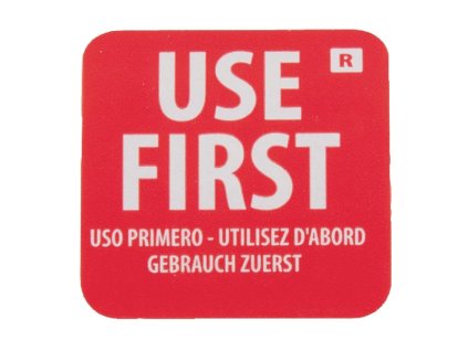 Odnímateľné štítky Hygiplas „Use First“ (1000 kusov)