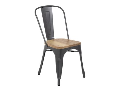 Oceľové stoličky Bolero Bistro s dreveným sedákom sivej farby (4 kusy)