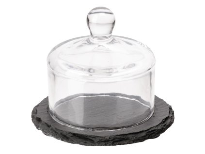 Miska na maslo z bridlice APS so sklenenou pokrievkou