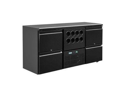 Chladiaci pracovný stôl Polar U-series so 4 zásuvkami plus držiak na fľaše (8 fliaš)