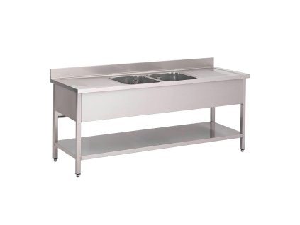 Gastro M nerezový drez s 2 drezmi v strede 200x70x85cm
