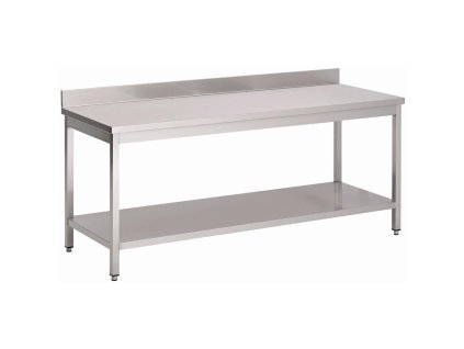 Nerezový pracovný stôl Gastro M so spodnou policou a operadlom 85x100x70cm
