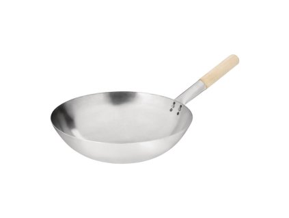 Vogue wok z mäkkej ocele s okrúhlym dnom 35,5 cm