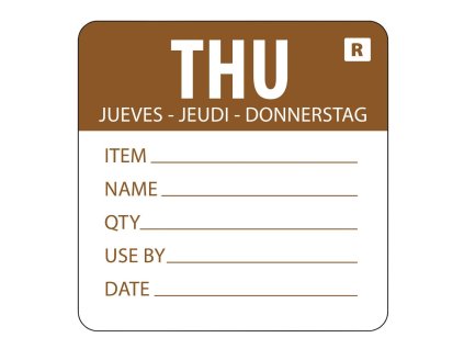 Kód farby etikiet na potraviny Hygiplas štvrtok (500 kusov)