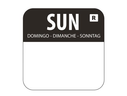 Potravinové etikety Hygiplas Sunday, kód farby čierna (1000 kusov)