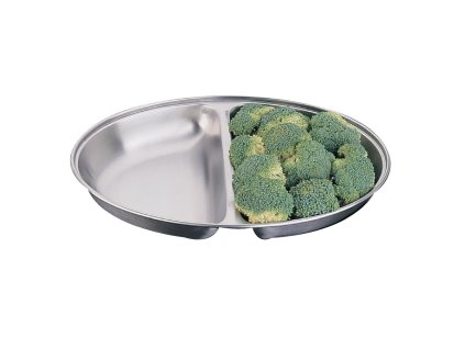 Nerezový oválny podnos Olympia s 2 priehradkami 25,4 cm