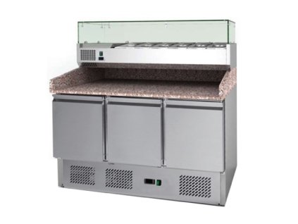 Stôl pizza, 3 x dvere, s chl. vitrínkou 6xGN1/4 MP-903
