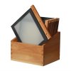 Securit desky na menu s dřevěnou vazbou v americkém stylu a úložný box, A4 černé
