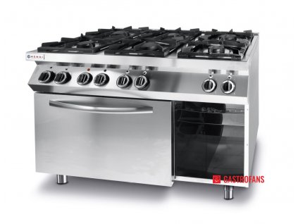 Plynový sporák Kitchen Line - 6 hořáků s konvektomatem GN 1/1, 50/270?C  Hendi
