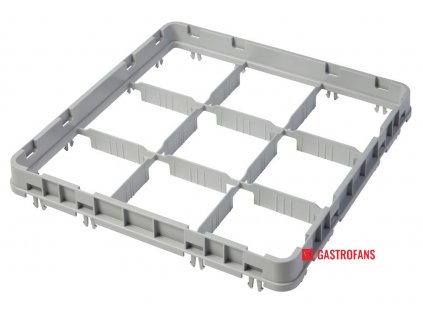 Nástavec koše half drop 500×500 mm šedý, model E2, počet přihrádek: 9 (3x3), rozměr přihrádky: 150x150 mm, Světle šedá, 499x499x(H)51mm