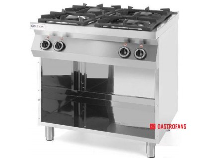 Plynový sporák 4-hořákový Kitchen Line s otevřeným podstavcem, 19kW, 800x700x(H)900mm