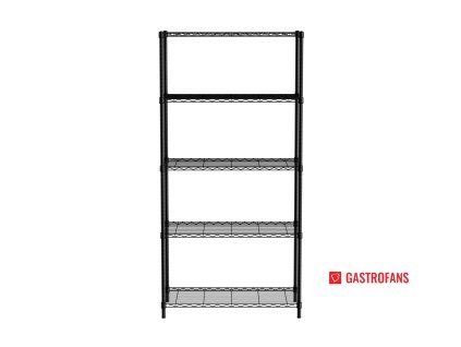 Regál s 5 policemi, černy, Černá, 910x455x(H)1830mm, drátový skladovací regál