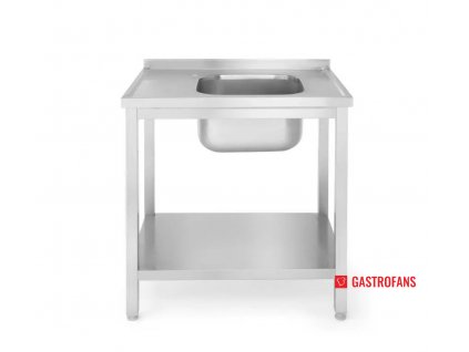 Stůl se dřezem a policí – šrubovatelný, Kitchen Line, 800x600x(H)850mm