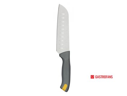 Nůž kuchařský s vroubkovanou čepelí, Asijský styl SANTOKU, s kulovým kloubem