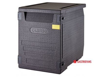 Termoizolační box Cam GoBox® s předním plněním pro nádoby 600x400 mm, bez drážek, 155 l, bez drážek, 155L, Černá, 770x540x(H)687mm