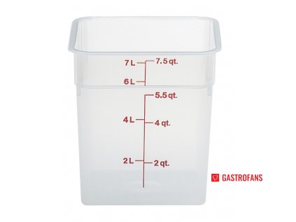 Transparentní polypropylenová nádoba na potraviny CamSquare®, 7,6 l, 7,6L, 215x215x(H)230mm