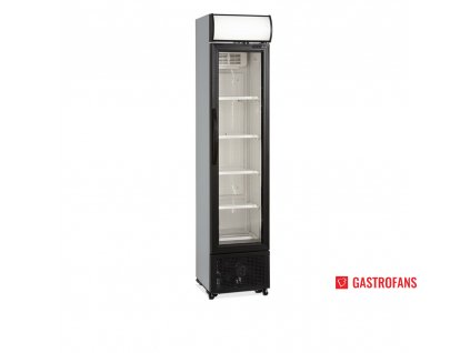 Úzká prosklená chladicí skříň na nápoje - 114 litrů - reklamní panel TEFCOLD
