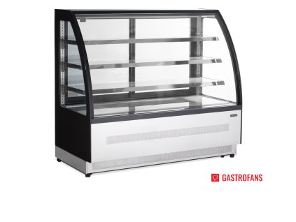 Pultová chladicí vitrína s oblým sklem – 1505x1360 mm – nerez/ černá TEFCOLD