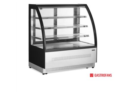 Pultová chladicí vitrína s oblým sklem – 1205x1360 mm – nerez/ černá TEFCOLD