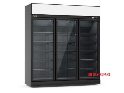 209304 mrazak s 3 sklenenymi dvermi cerny