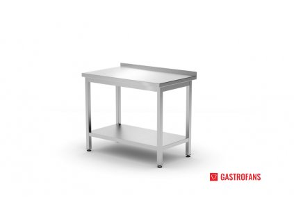 Pracovní stůl přístěnný s policí Budget Line - montovaný, hloubka 600 mm, HENDI, Budget Line, 800x600x(H)850mm
