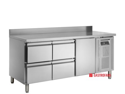 Chladicí stůl se zadním lemem - 4 zásuvky - 1 křídlové dveře TEFCOLD