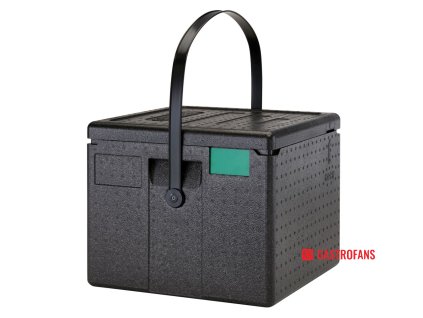 Termoizolační box na pizzu Cam GoBox, horní plnění, Cambro, Objem: 6 kartonů 330x330x(H)40 mm pro pizzu O320 mm, Černá, 410x410x(H)339mm  Cambro